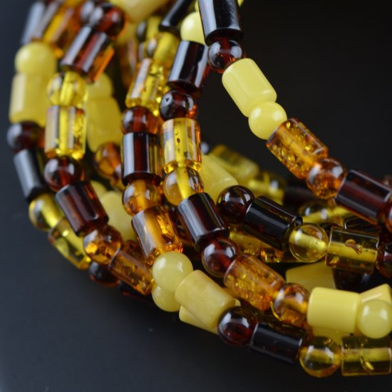 Mix amber bracelet barrels round beads